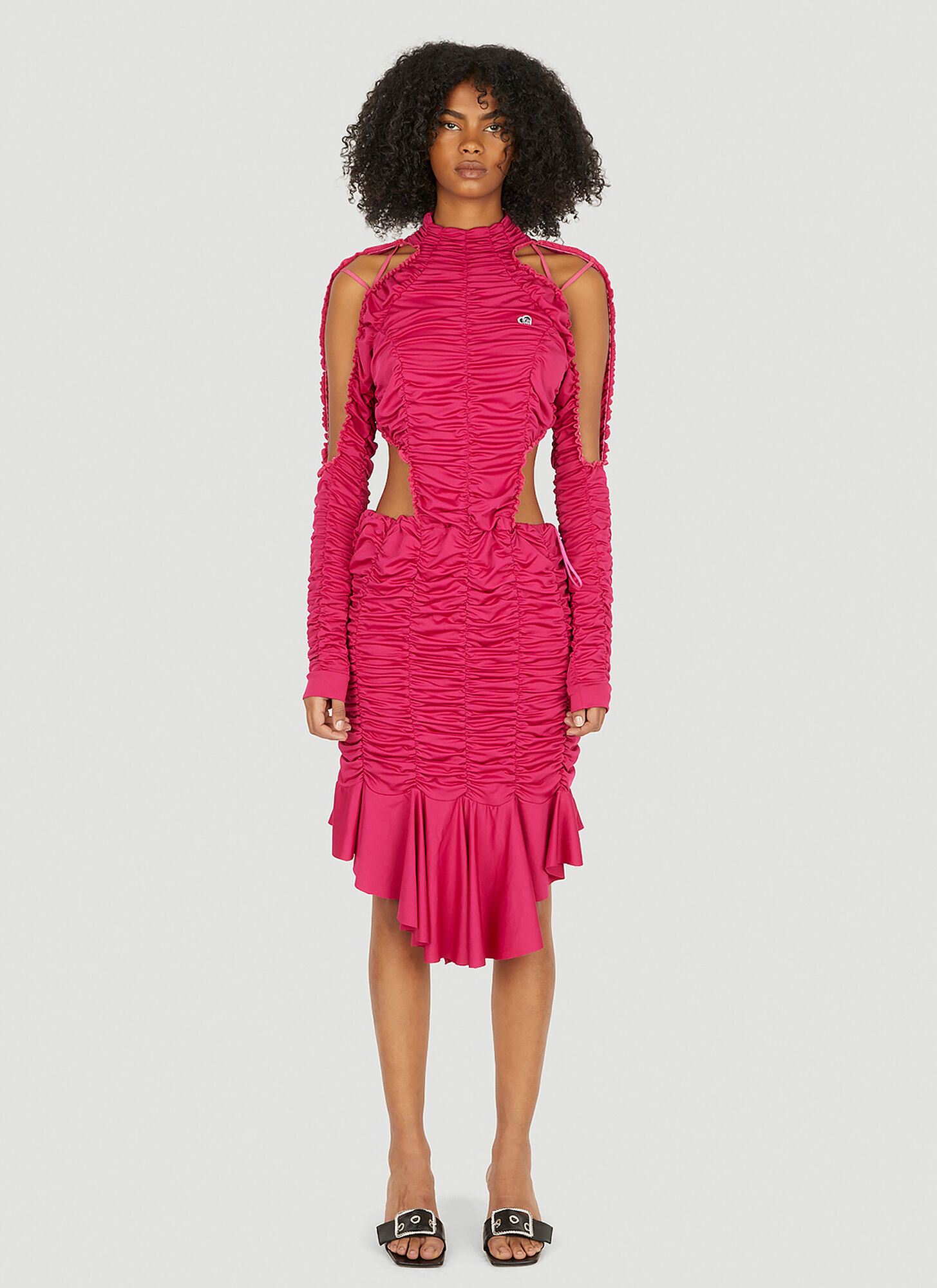 Ester Manas Pink Peephole Midi Dress In Pink