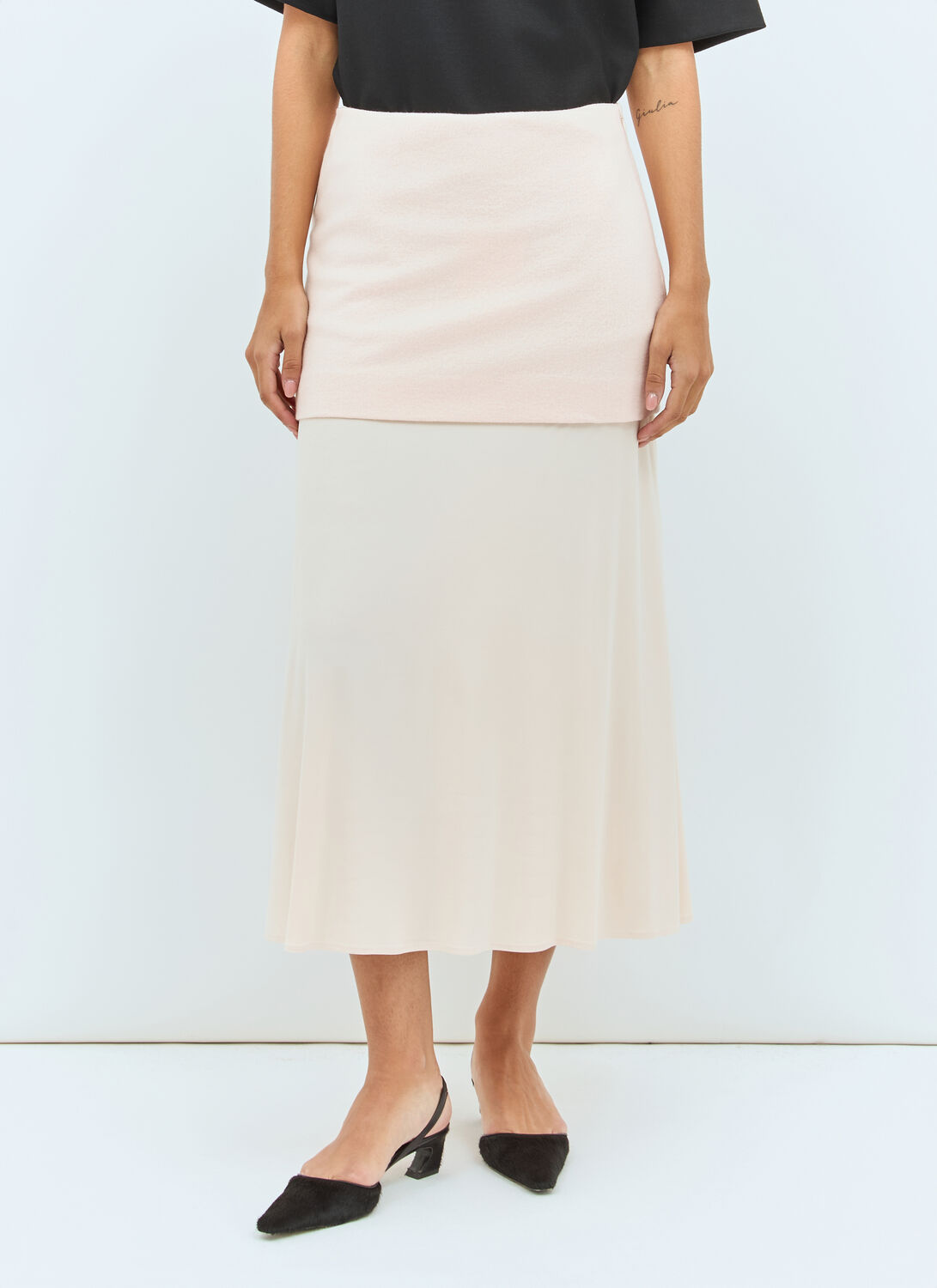 Jil Sander Layered Maxi A-line Skirt In Pink