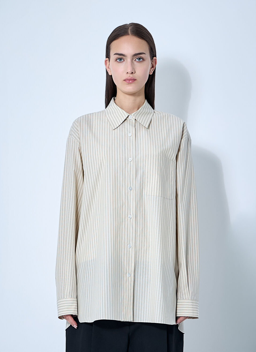 The Row Nesson Oversized Linen Denim Shirt In Green