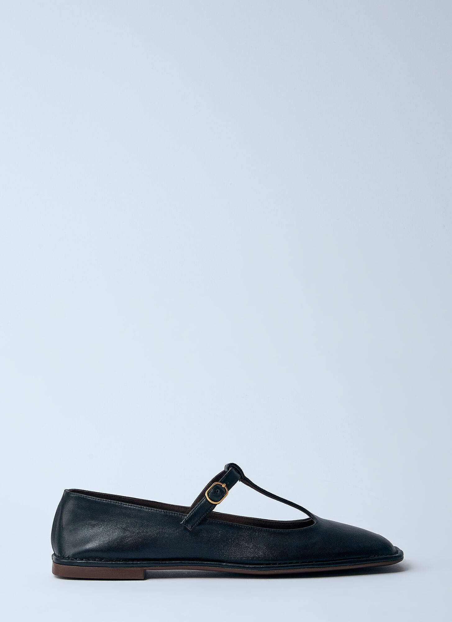 The Row Square T-strap Flats In Black
